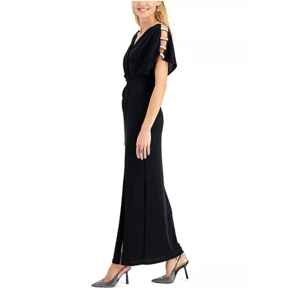 Alex Evenings New Women's Navy Draped Rhinestone Embellished Dress Size 12